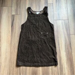 Vintage Y2K Corduroy Leopard Overall Dress - Medium